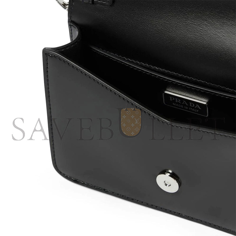 PRADA WOMEN'S BLACK MINI LEATHER CROSSBODY BAG 1BH189 (17*9.5*3.5cm) 